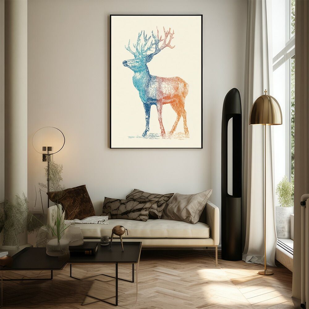 馬・No.009／「HAKU 」グラフィックアートポスター NO.10】乗馬と遊牧民族女性と弓矢ヴィンテージアートポスター