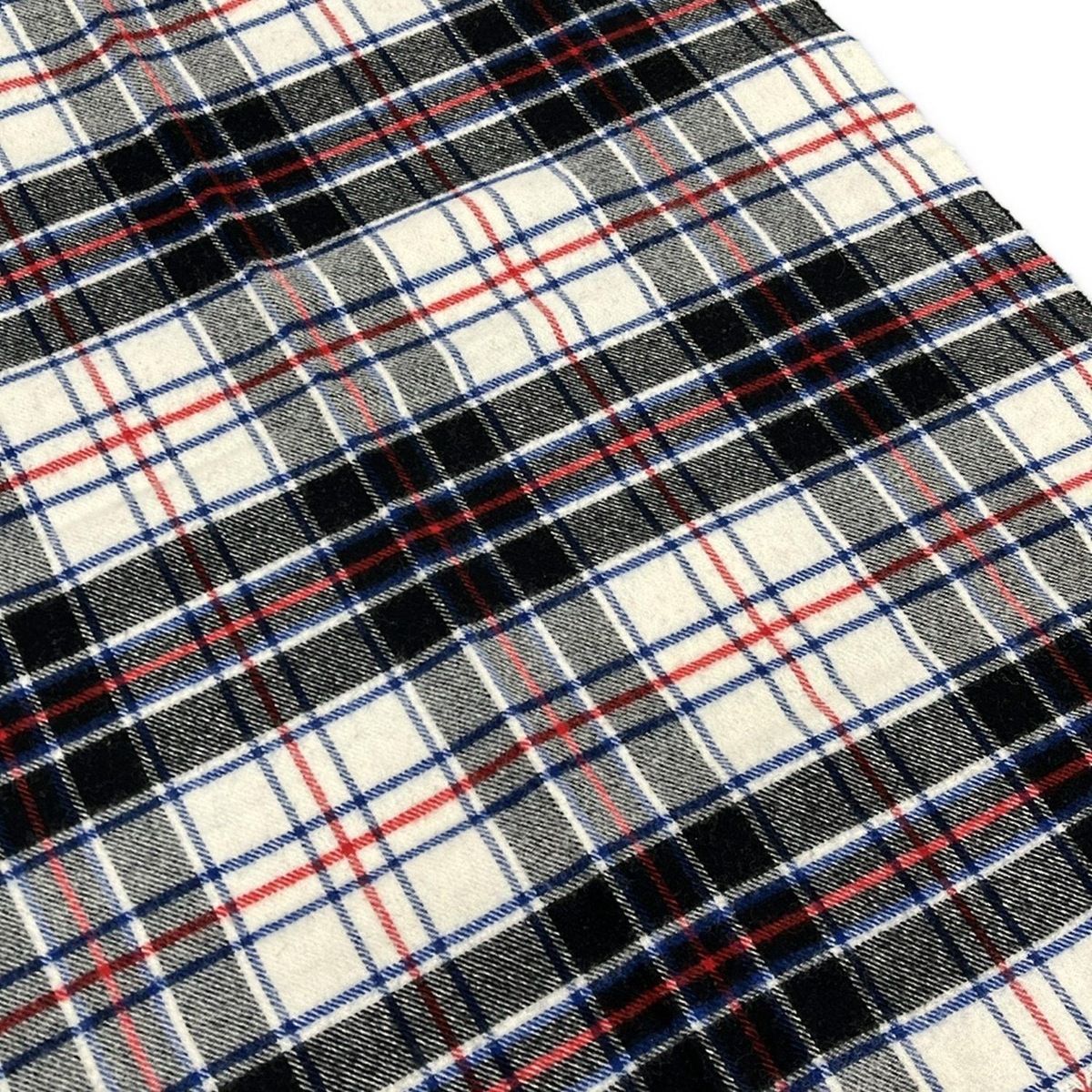  トラディショナルウェザーウェア ストール ショール - アイボリー×黒×マルチ チェック柄 フリンジ ウール ストール ショール 小物