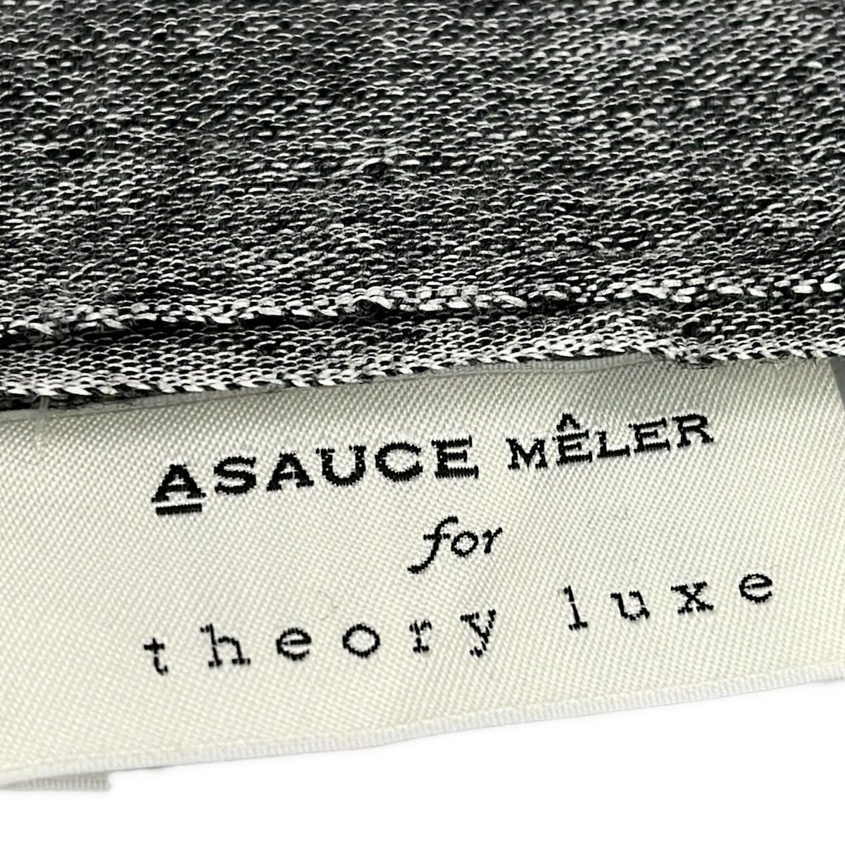 ASAUCE MELER アソース メレ ストール ショール - ダークグレー×白 フリンジ theory luxeコラボ リネン ウール