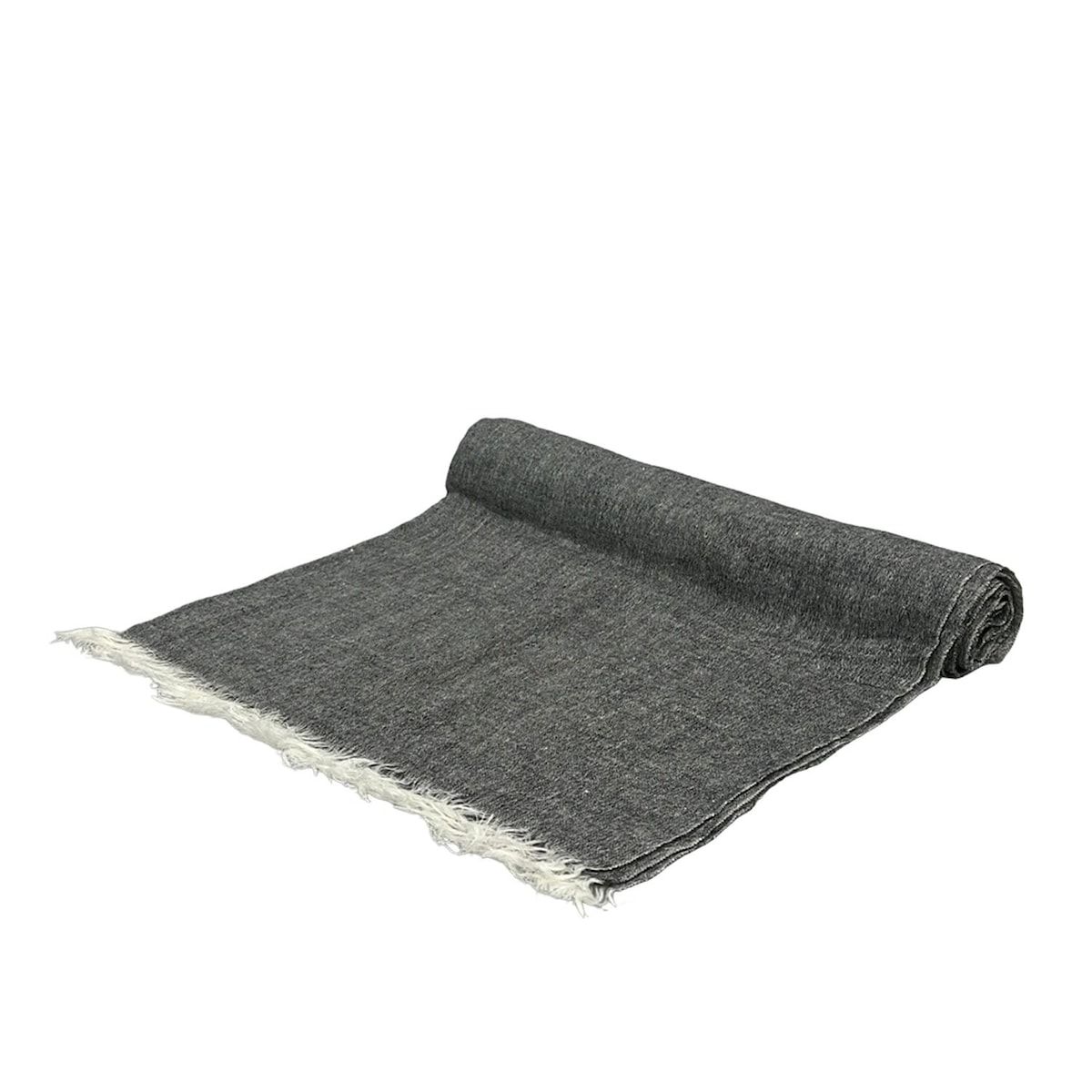 ASAUCE MELER アソース メレ ストール ショール - ダークグレー×白 フリンジ theory luxeコラボ リネン ウール