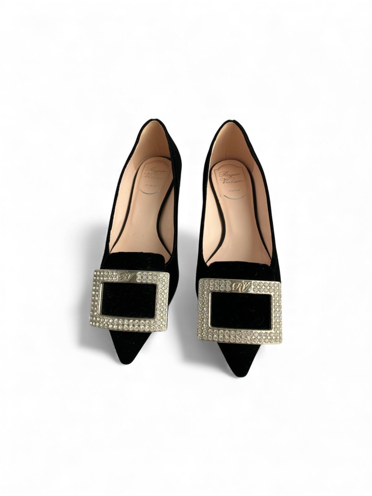 ROGER VIVIER/ロジェヴィヴィエ ベルベット ビジューパンプス size34