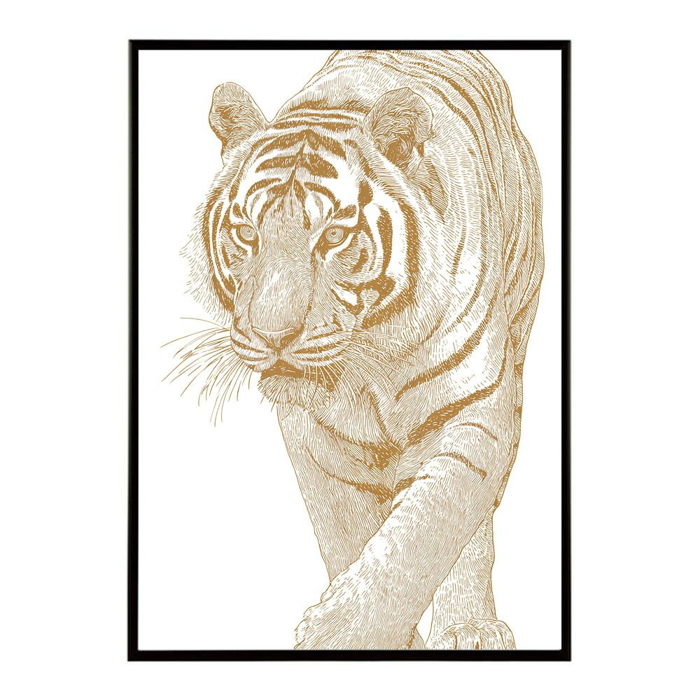 【A1サイズ（約59x84cm）】【lm-poster-4964】【フレーム付き】アートポスター 動物 カラフル ペイントアート 光沢 水彩画風 モダン 壁掛け アニマルアート 鹿 狐 狼 猫 虎 兎 シリーズ 絵画風 イラ