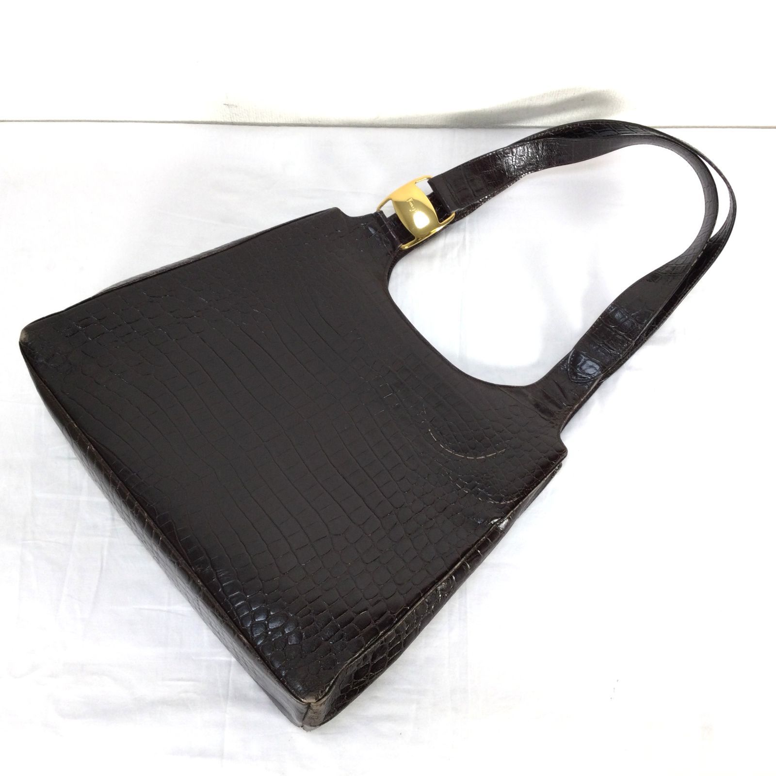 サルヴァトーレ フェラガモ クロコダイル型押し トートバッグ ショルダーバッグ サルヴァトーレ フェラガモ クロコダイル型押し トートバッグ