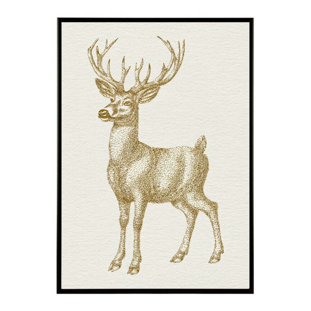 【B3サイズ（約36x51cm）】【lm-poster-4969】【フレーム付き】アートポスター 動物 カラフル ペイントアート 光沢 水彩画風 モダン 壁掛け アニマルアート 鹿 狐 狼 猫 虎 兎 シリーズ 絵画風 イラ