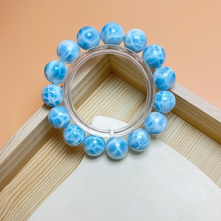 10.7㎜ ドミニカ共和国産　ラリマーブレスレット　ブルーペクトライト 最高級!!!天然石☆【ドミニカ共和国産の180Aラリマー】☆ブレスレット