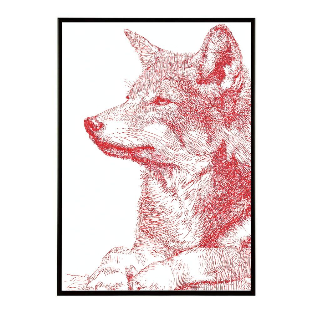 【B1サイズ（約73x103cm）】【lm-poster-5002】【フレーム付き】アートポスター 動物 カラフル ペイントアート 光沢 水彩画風 モダン 壁掛け アニマルアート 鹿 狐 狼 猫 虎 兎 シリーズ 絵画風 イ