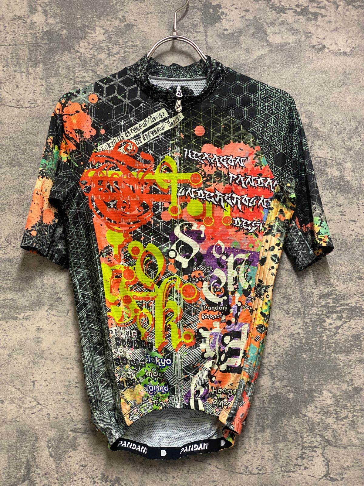 JR205 パンダーニ pandani 半袖サイクルジャージ 黒オレンジ S エアロ