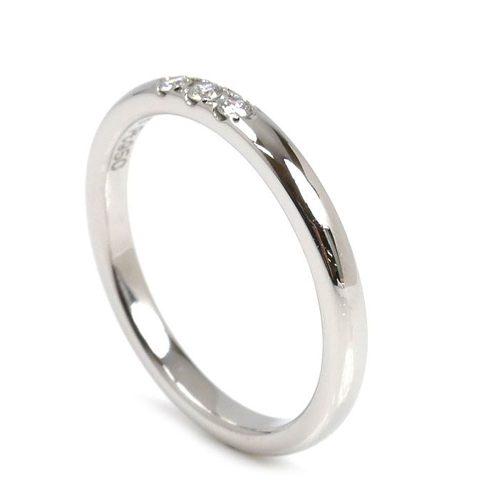 ミキモト Pt 950プラチナ 3 Pダイヤ リング 指輪 ダイヤモンド0.05 ct 10号 3.3 g レディース