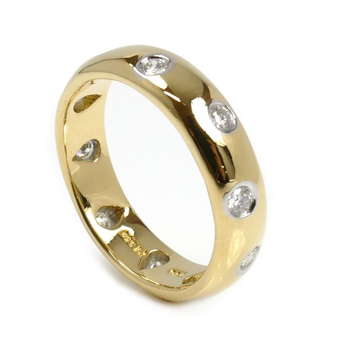 TIFFANY-Co. ティファニー K 18 YG イエローゴールド Pt 950プラチナ ドッツ ダイヤ リング 指輪 ダイヤモンド 8号 4.3 g レディース