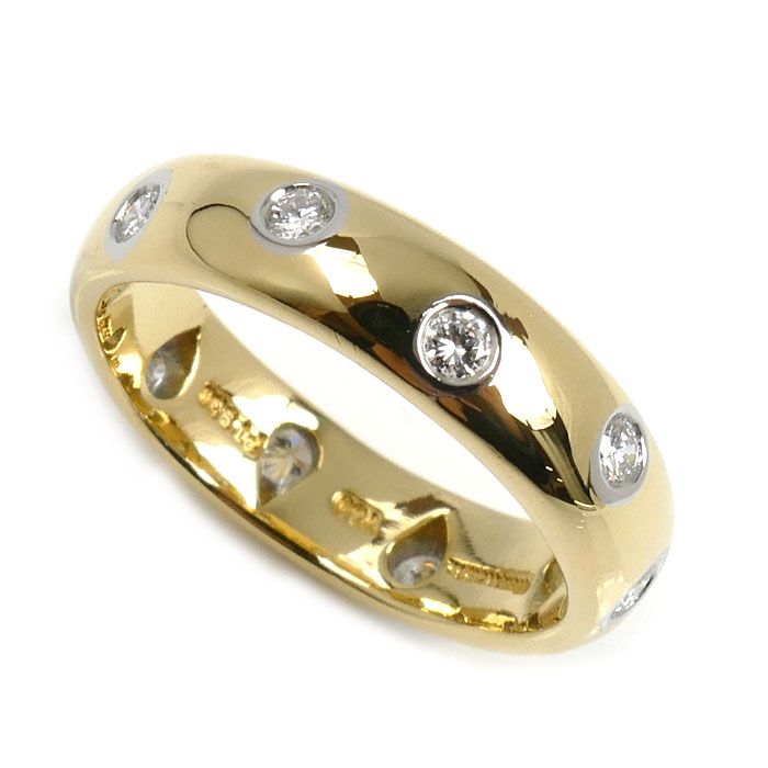 TIFFANY-Co. ティファニー K 18 YG イエローゴールド Pt 950プラチナ ドッツ ダイヤ リング 指輪 ダイヤモンド 8号 4.3 g レディース