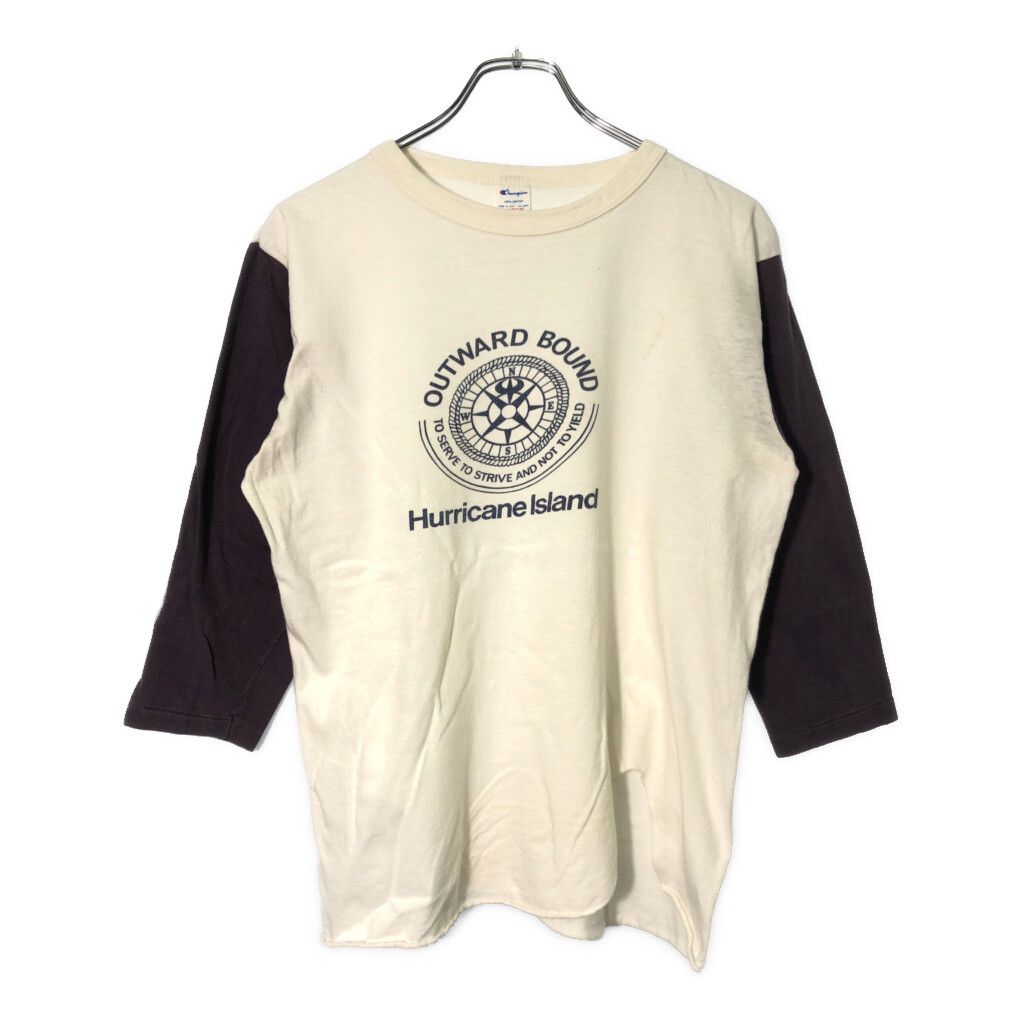 80年代 Champion チャンピオン ベースボールＴシャツ ホワイト メンズ L 古着 V 9064