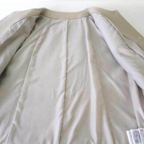 コート ラムレザー 羊革 ロングコート ノーカラー カットワーク 花柄