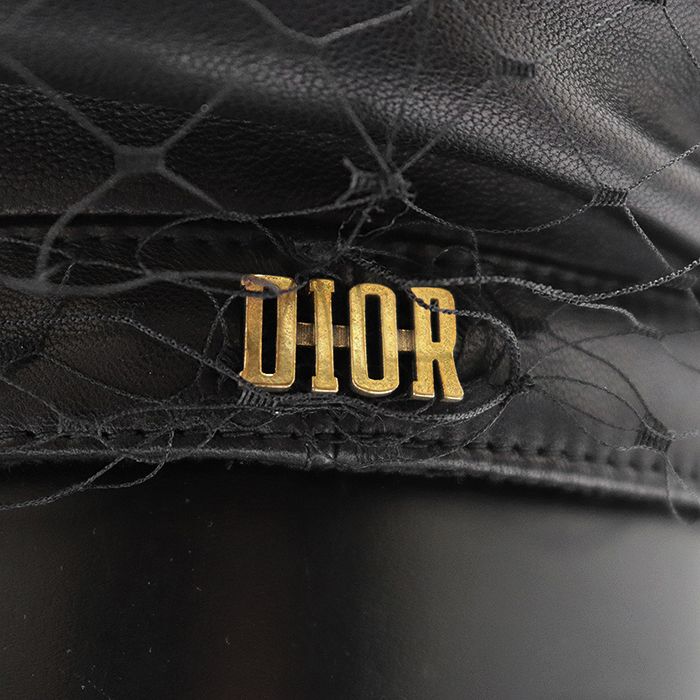 Dior ディオール チュール ベレー帽 ハット ブラック 黒 レディース 58 ディオール レディース Dior チュール レザー ベレー帽 ハット