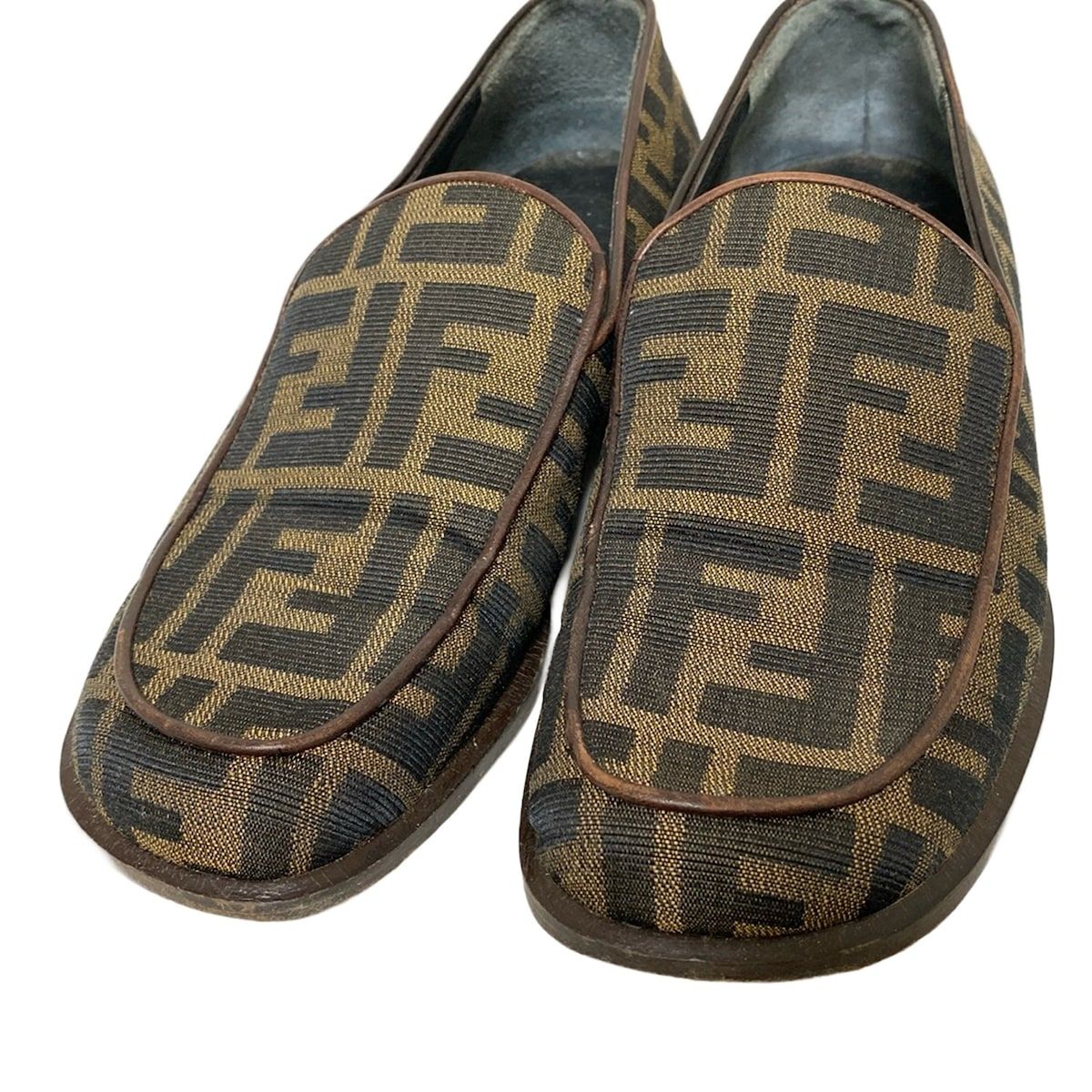 FENDI(フェンディ) ローファー 36 レディース - ベージュ×黒 ズッカ柄