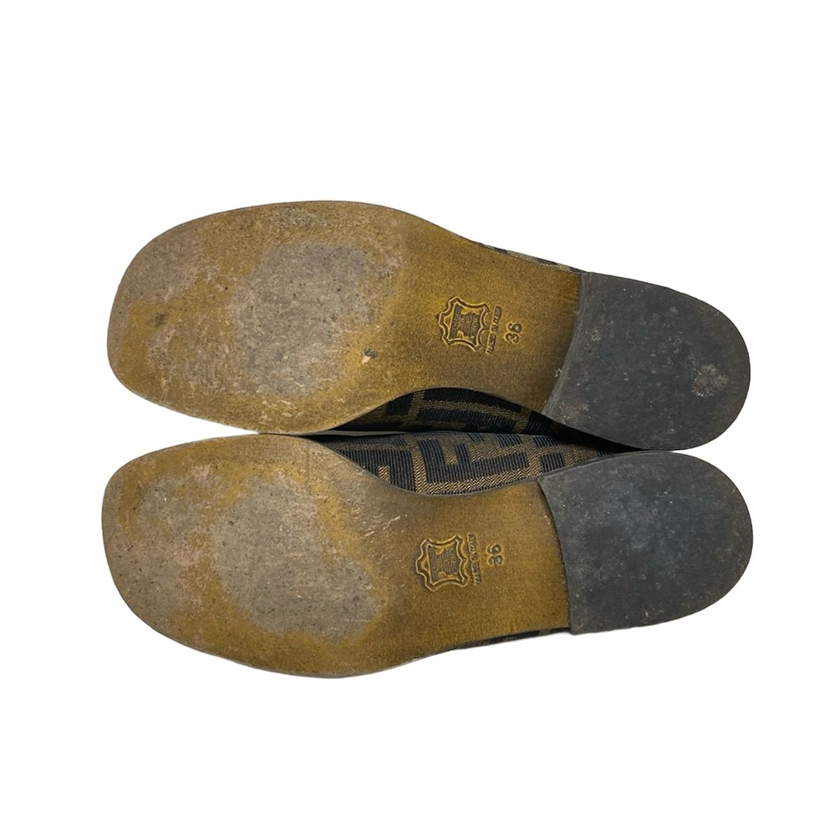 FENDI(フェンディ) ローファー 36 レディース - ベージュ×黒 ズッカ柄