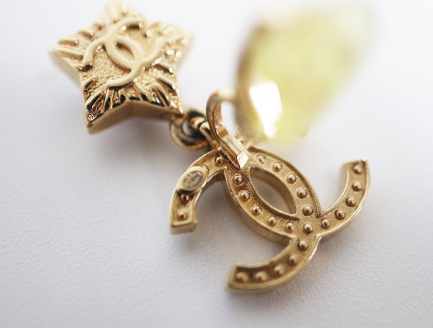  シャネル CHANEL B 24 C ココマーク スター ラインストーン ドロップ ゴールド GP イヤリング イヤリング アクセサリー