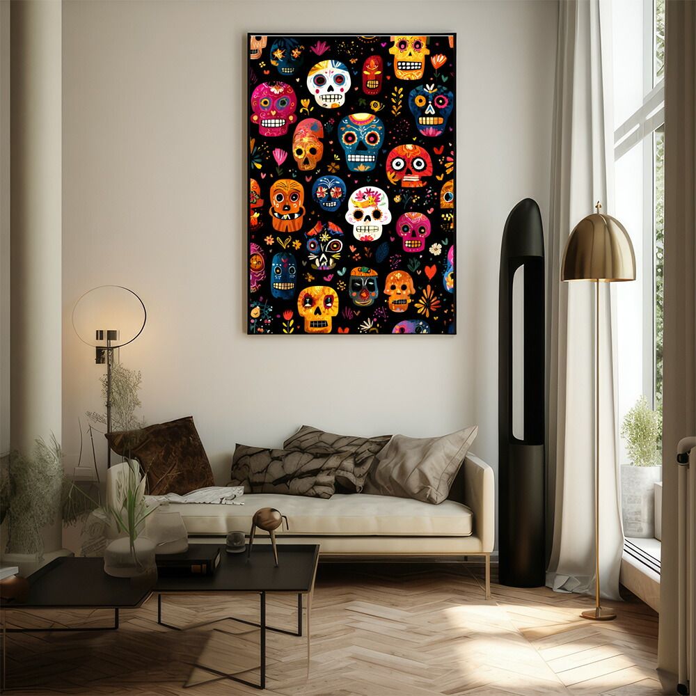 A1サイズ（約59x84cm）】【lm-poster-5118】【フレーム付き】ドクロ