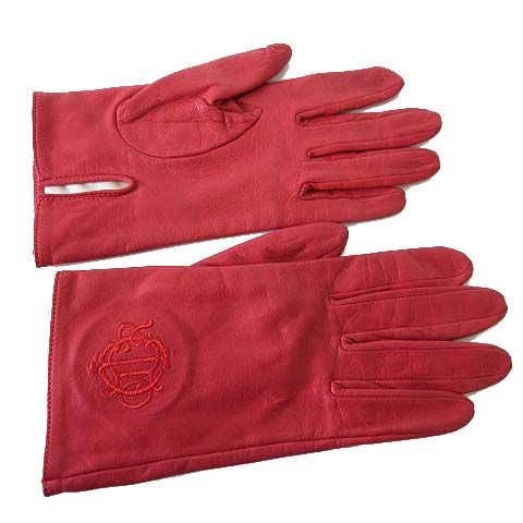 クリスチャンディオール Christian Dior レザー グローブ 手袋 本革 ラムレザー ロゴ 刺繍 20 赤 レッド