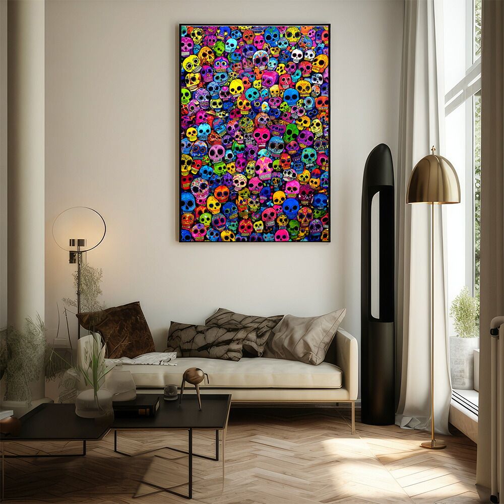 A1サイズ（約59x84cm）】【lm-poster-5127】【フレーム付き】ドクロ