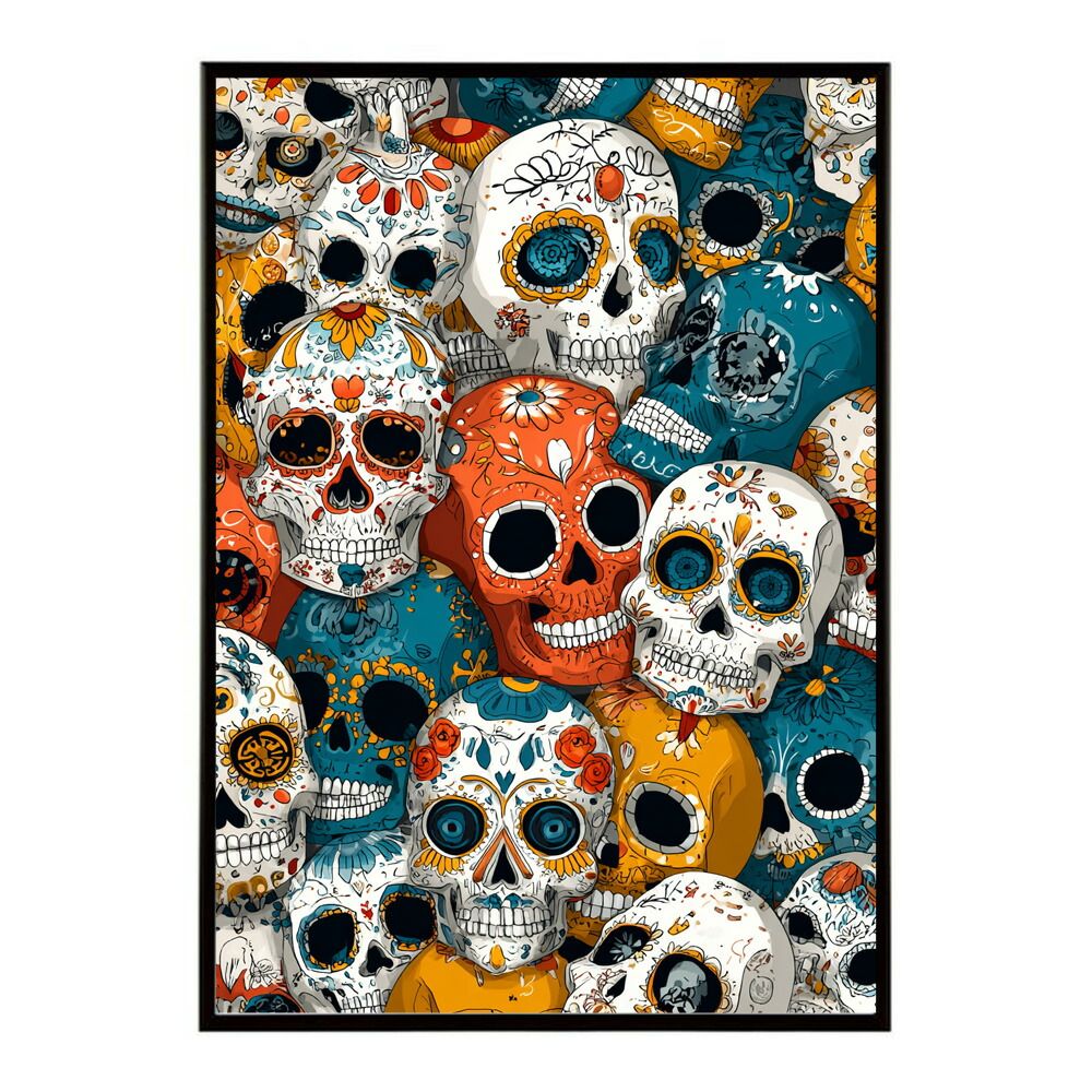 A1サイズ（約59x84cm）】【lm-poster-5129】【フレーム付き】ドクロ