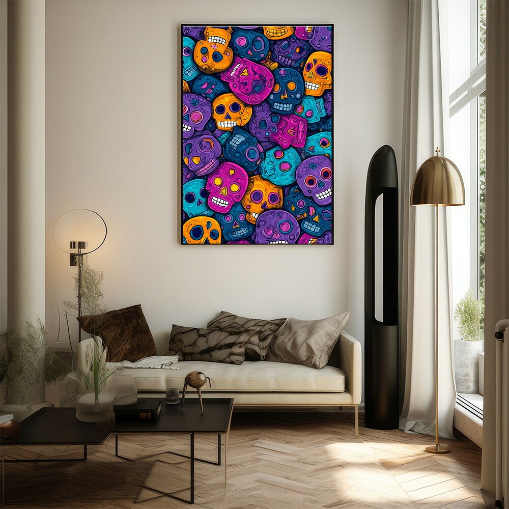 A1サイズ（約59x84cm）】【lm-poster-5135】【フレーム付き】ドクロ