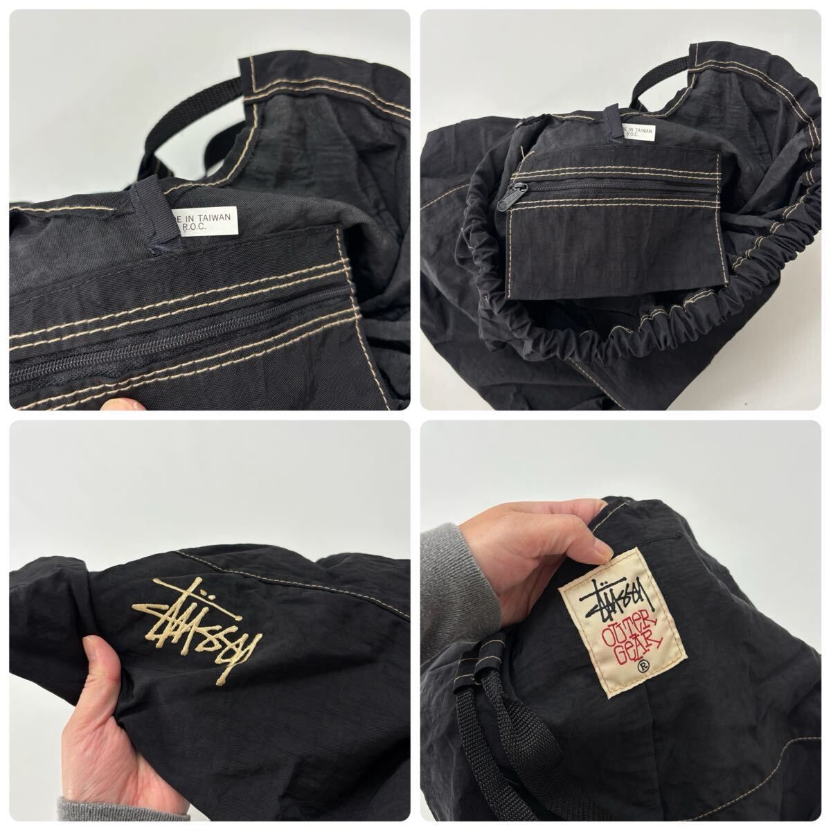 90s 良品 名作 OLD STUSSY オールド ステューシー 白タグ ナップサック