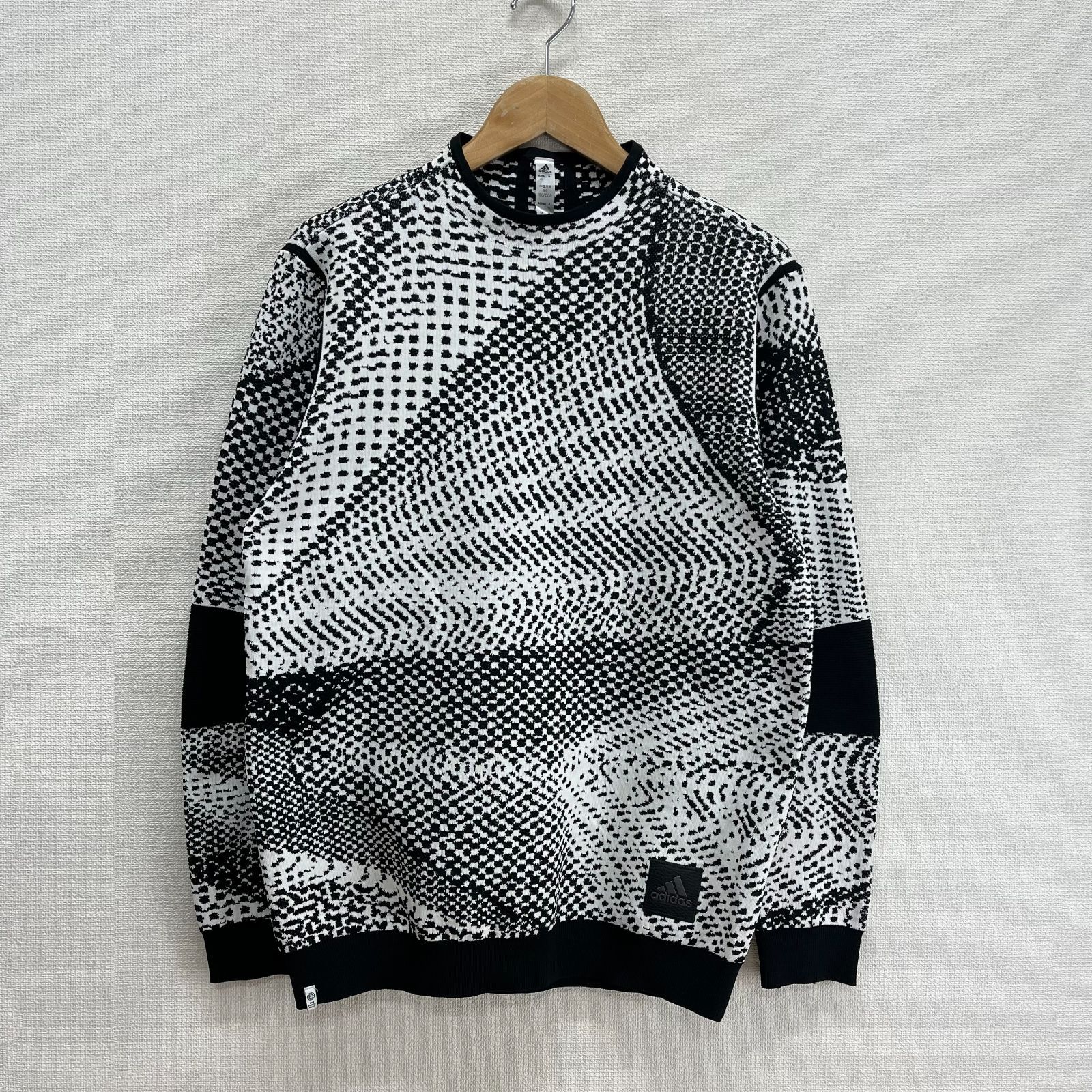 adidas アディダス HM 7625 ゴルフ ジャガード モックネック クルーネック セーター ニット 総柄 XL