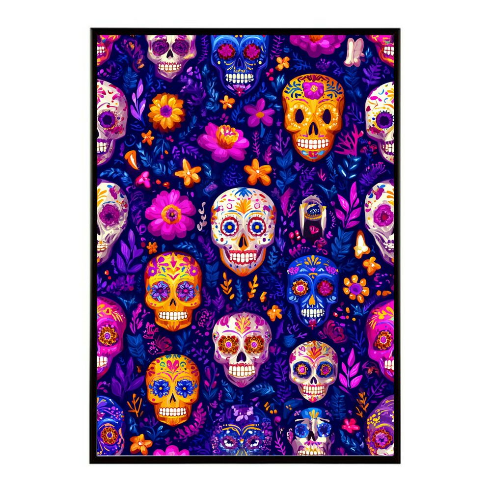 メキシカンスカル ポスター B4サイズ（約25x36cm）】【lm-poster-5163】【フレーム付き】ドクロ
