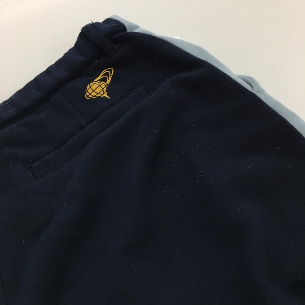 ビームスゴルフ パンツ スモーキーブルー×ネイビー 後ろロゴ ウエスト