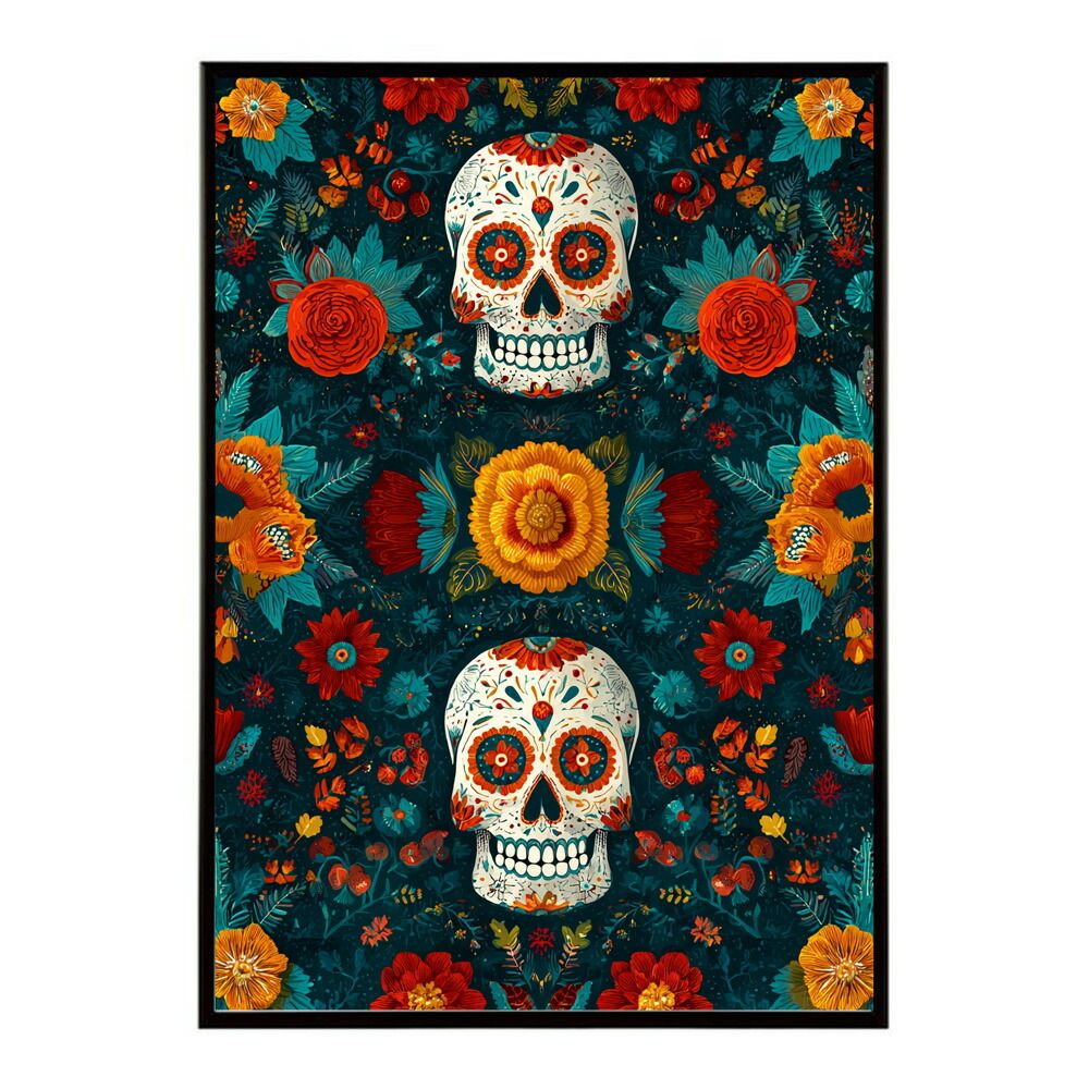 A4サイズ（約21x30cm）】【lm-poster-5172】【フレーム付き】ドクロ