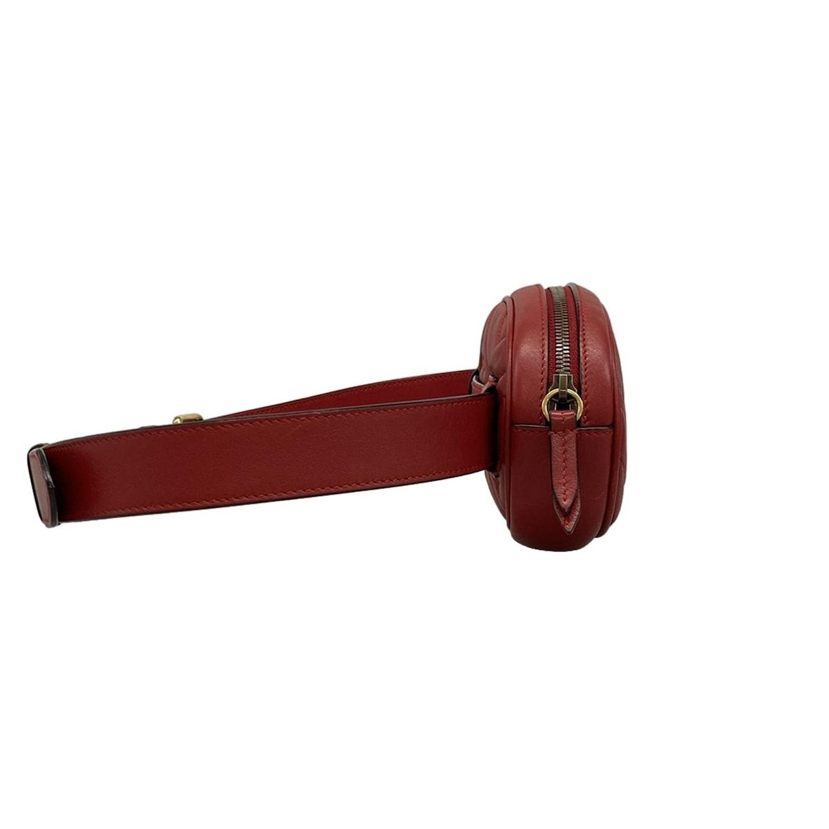 GUCCI グッチ ウエストポーチ GGマーモント キルティングレザー ベルトバッグ 476434 レッド レザー