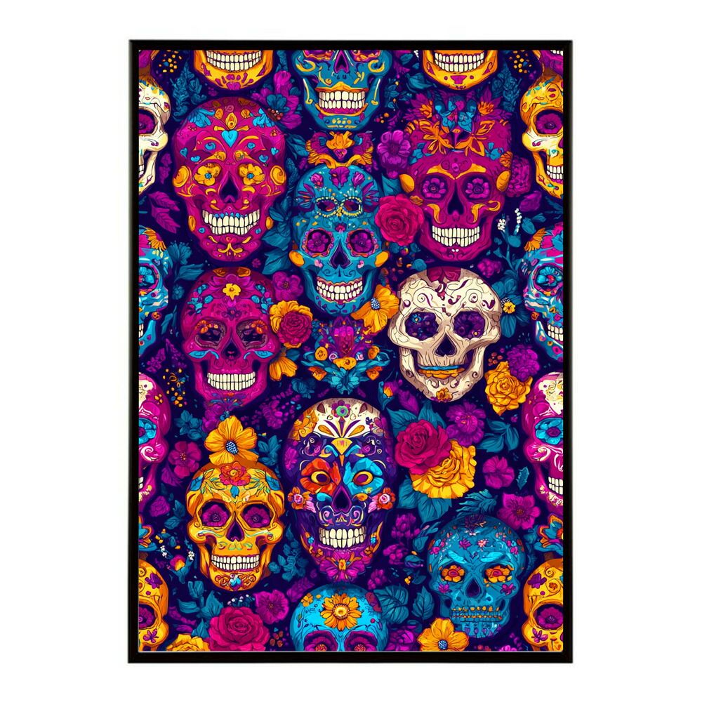 ビンテージ 絵 芸術 60s USA スカル 髑髏 インテリア 壁紙 真鍮 希少 A0サイズ（約84x119cm）】【lm-poster-5185】【フレーム付き】ドクロ