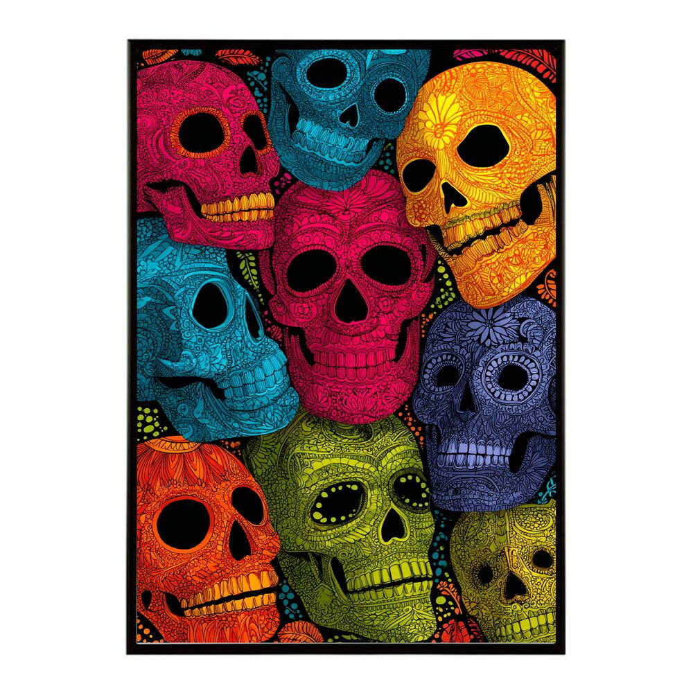 B2サイズ（約51x73cm）】【lm-poster-5190】【フレーム付き】ドクロ