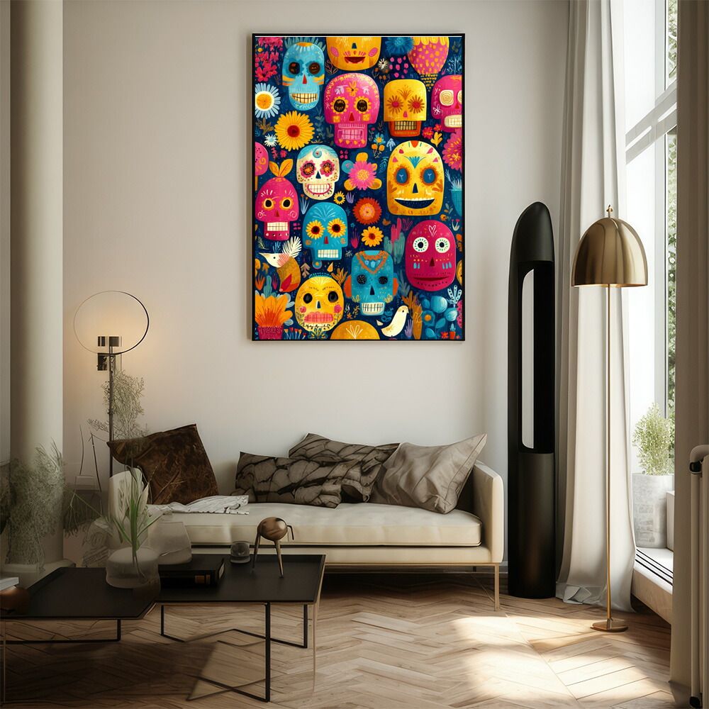 A1サイズ（約59x84cm）】【lm-poster-5198】【フレーム付き】ドクロ