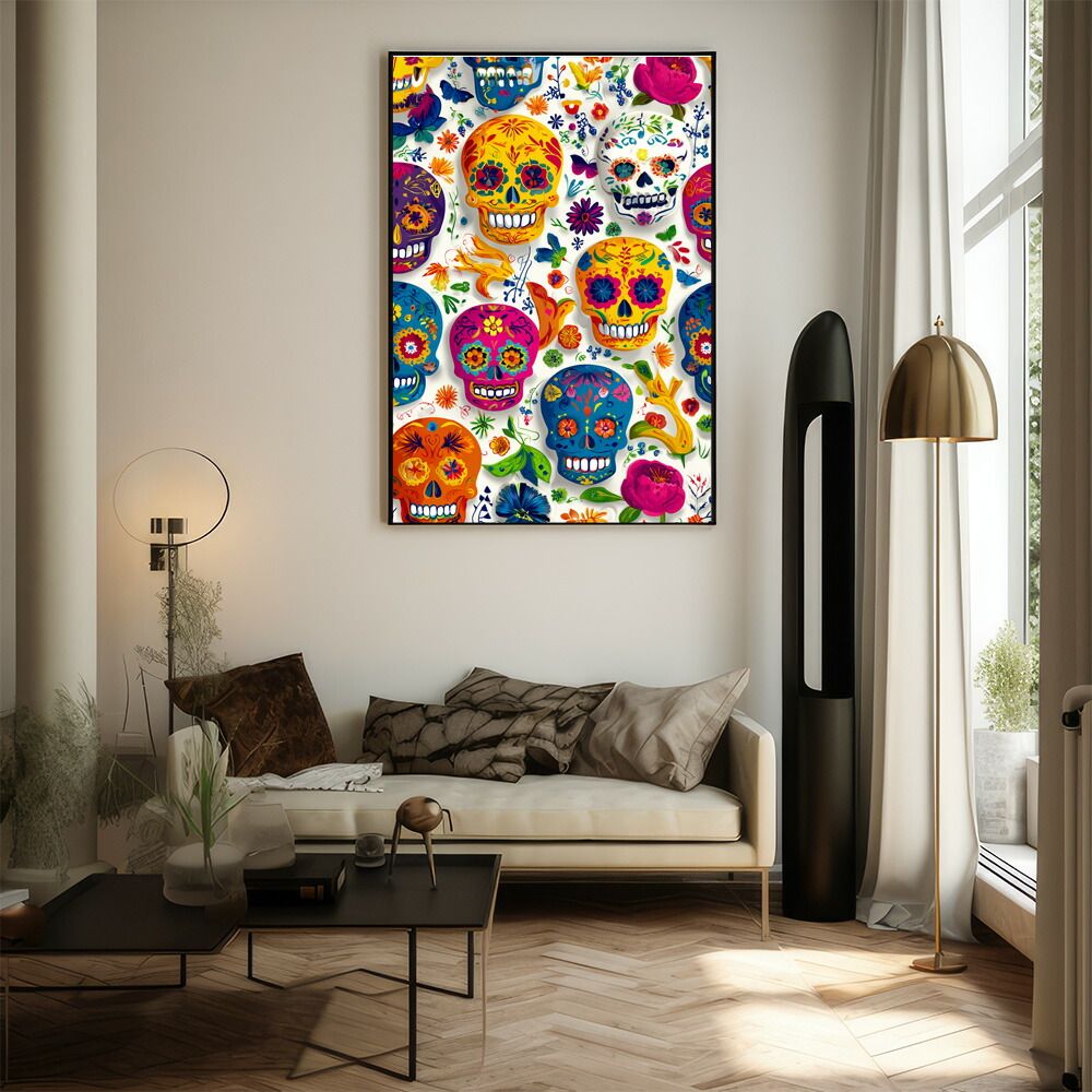 A1サイズ（約59x84cm）】【lm-poster-5204】【フレーム付き】ドクロ