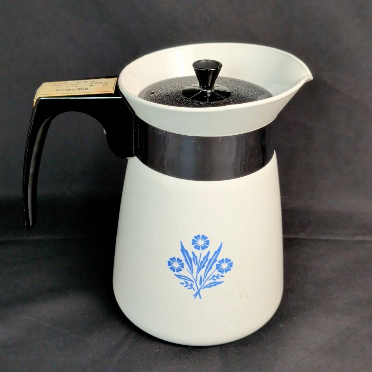 コーニング コーンフラワー パーコレーター ポット 白✖水色 レトロ