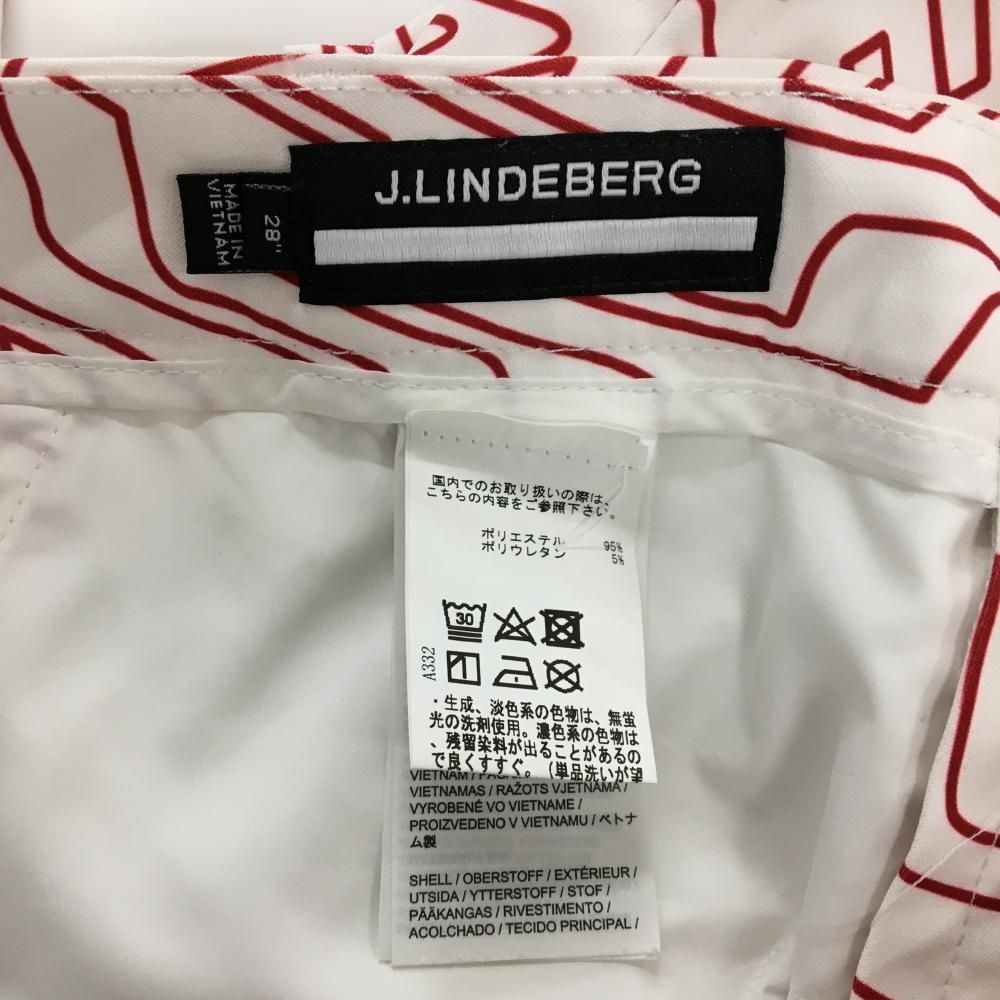 超美品】ジェイリンドバーグ パンツ 白×レッド ロゴ総柄 メンズ 28