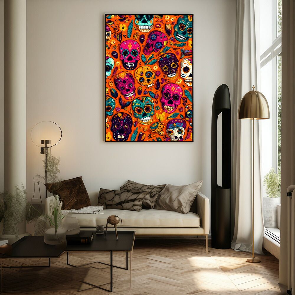 B2サイズ（約51x73cm）】【lm-poster-5228】【フレーム付き】ドクロ