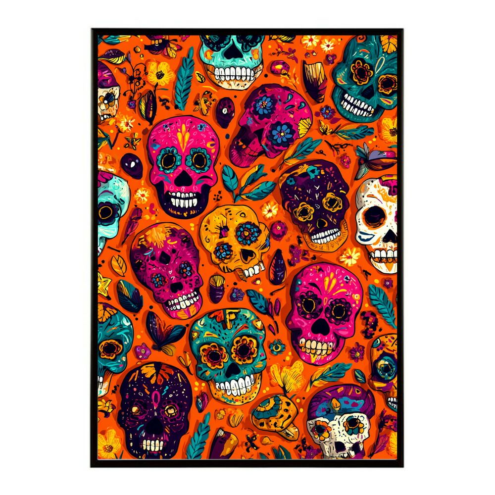 B2サイズ（約51x73cm）】【lm-poster-5228】【フレーム付き】ドクロ