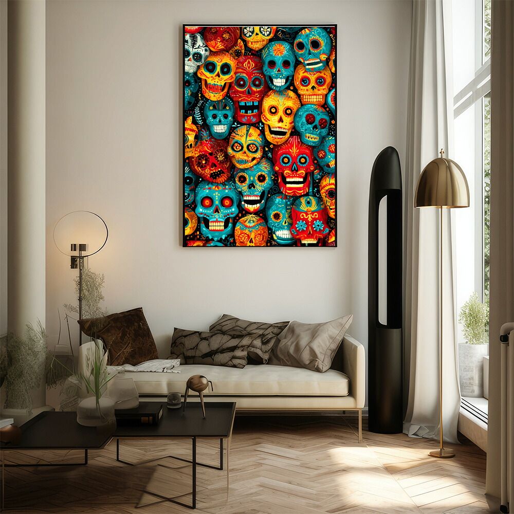 B4サイズ（約25x36cm）】【lm-poster-5233】【フレーム付き】ドクロ