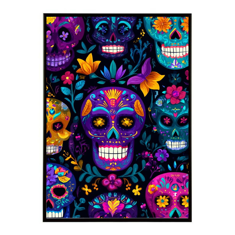 B4サイズ（約25x36cm）】【lm-poster-5234】【フレーム付き】ドクロ