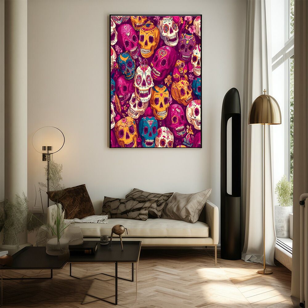 B2サイズ（約51x73cm）】【lm-poster-5235】【フレーム付き】ドクロ