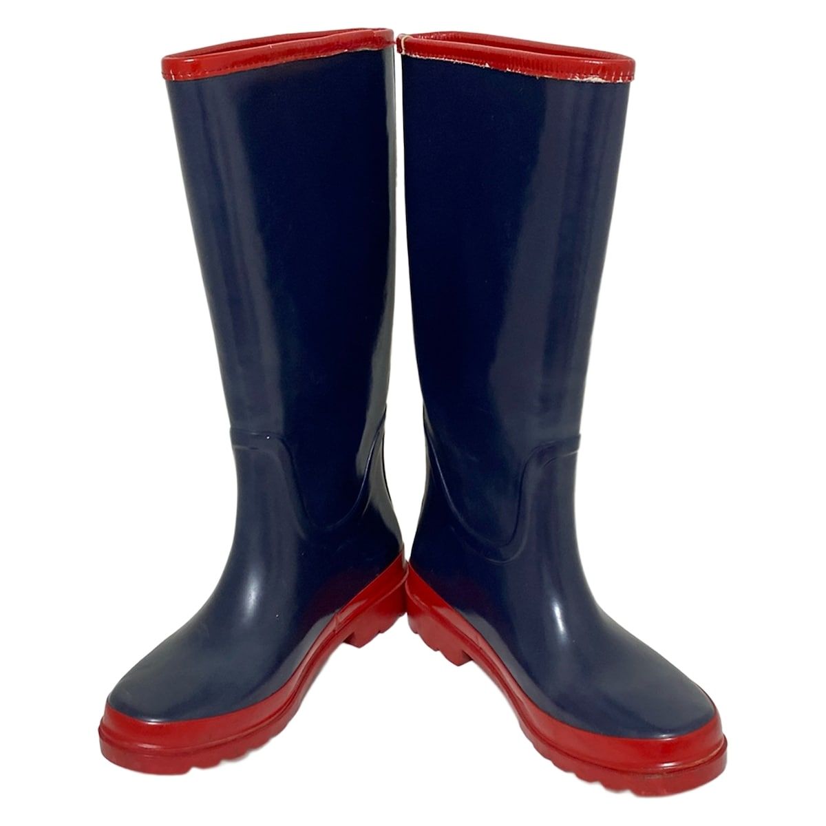 TORY BURCH トリーバーチ レインブーツ 7 レディース - ダークネイビー×レッド レザー