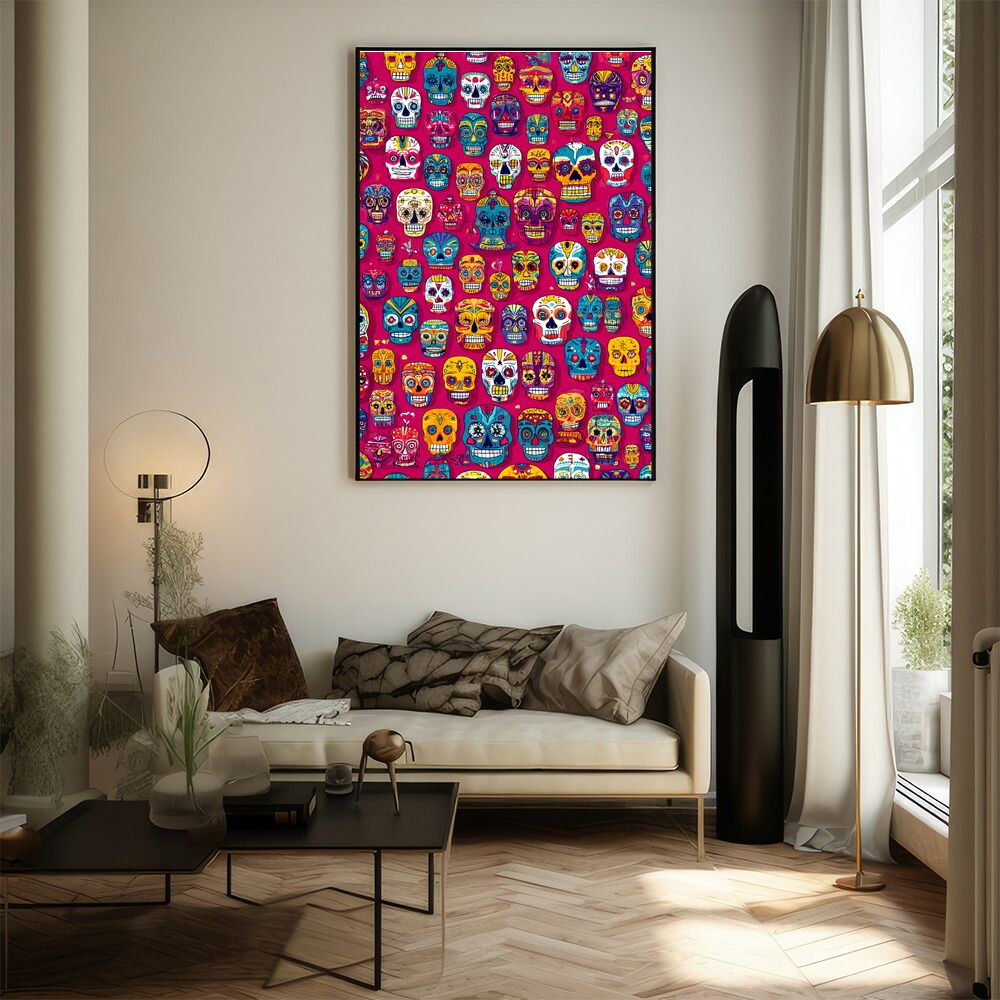 B2サイズ（約51x73cm）】【lm-poster-5244】【フレーム付き】ドクロ