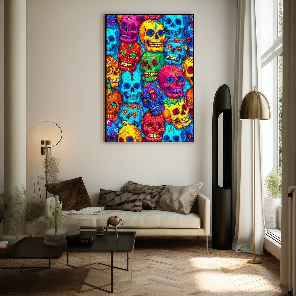 A1サイズ（約59x84cm）】【lm-poster-5250】【フレーム付き】ドクロ