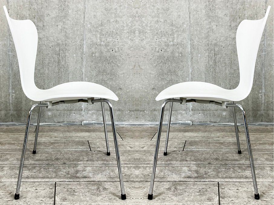 正規品・フリッツハンセン　セブンチェア　ラッカーホワイト① セブンチェア 3107 / ラッカー ホワイト / クローム脚FRITZ HANSEN