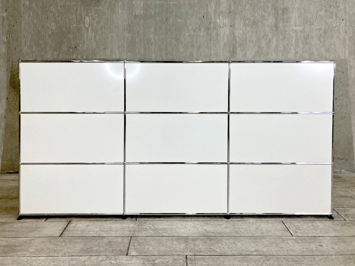 USMハラー□3連3段キャビネット□ピュアホワイト□サイドボード□D350