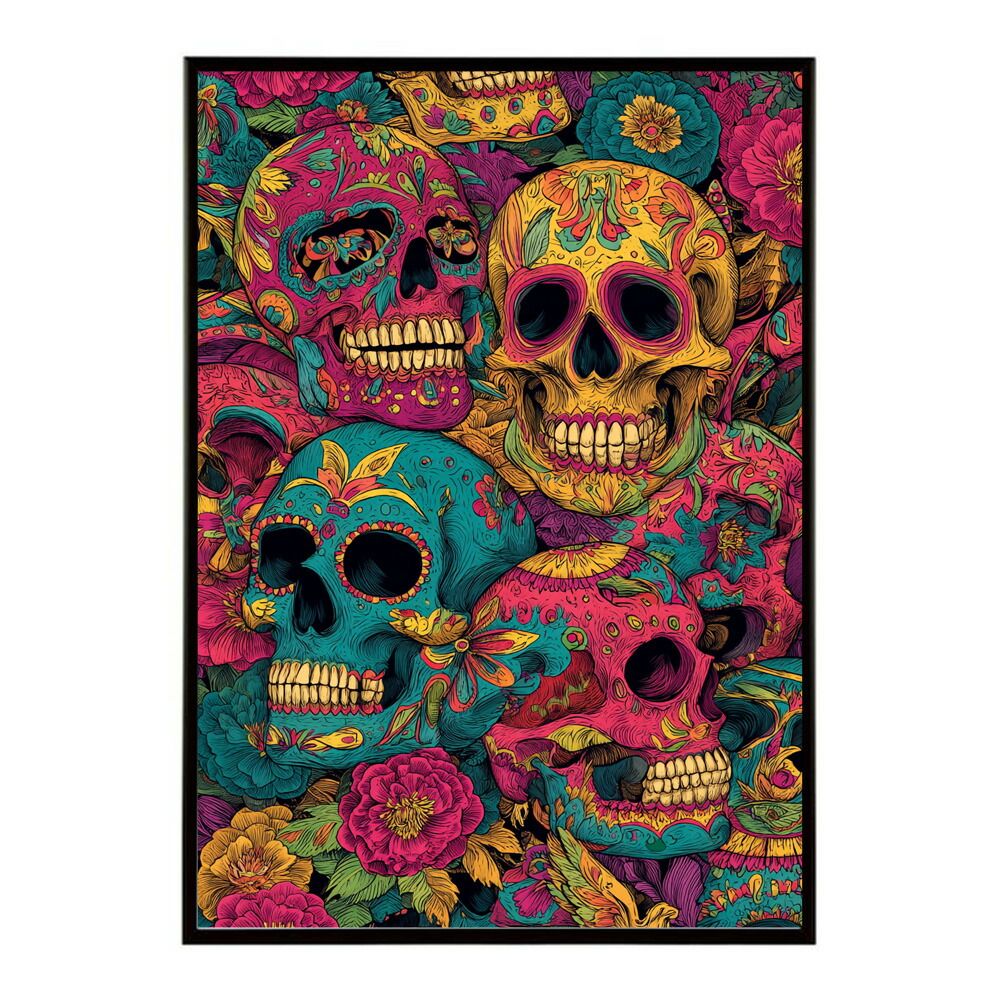 B2サイズ（約51x73cm）】【lm-poster-5260】【フレーム付き】ドクロ