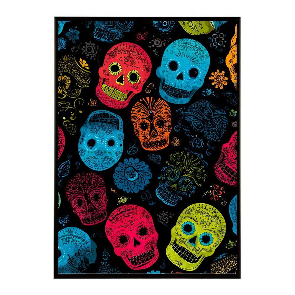 B4サイズ（約25x36cm）】【lm-poster-5264】【フレーム付き】ドクロ