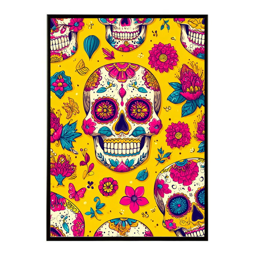 B4サイズ（約25x36cm）】【lm-poster-5274】【フレーム付き】ドクロ